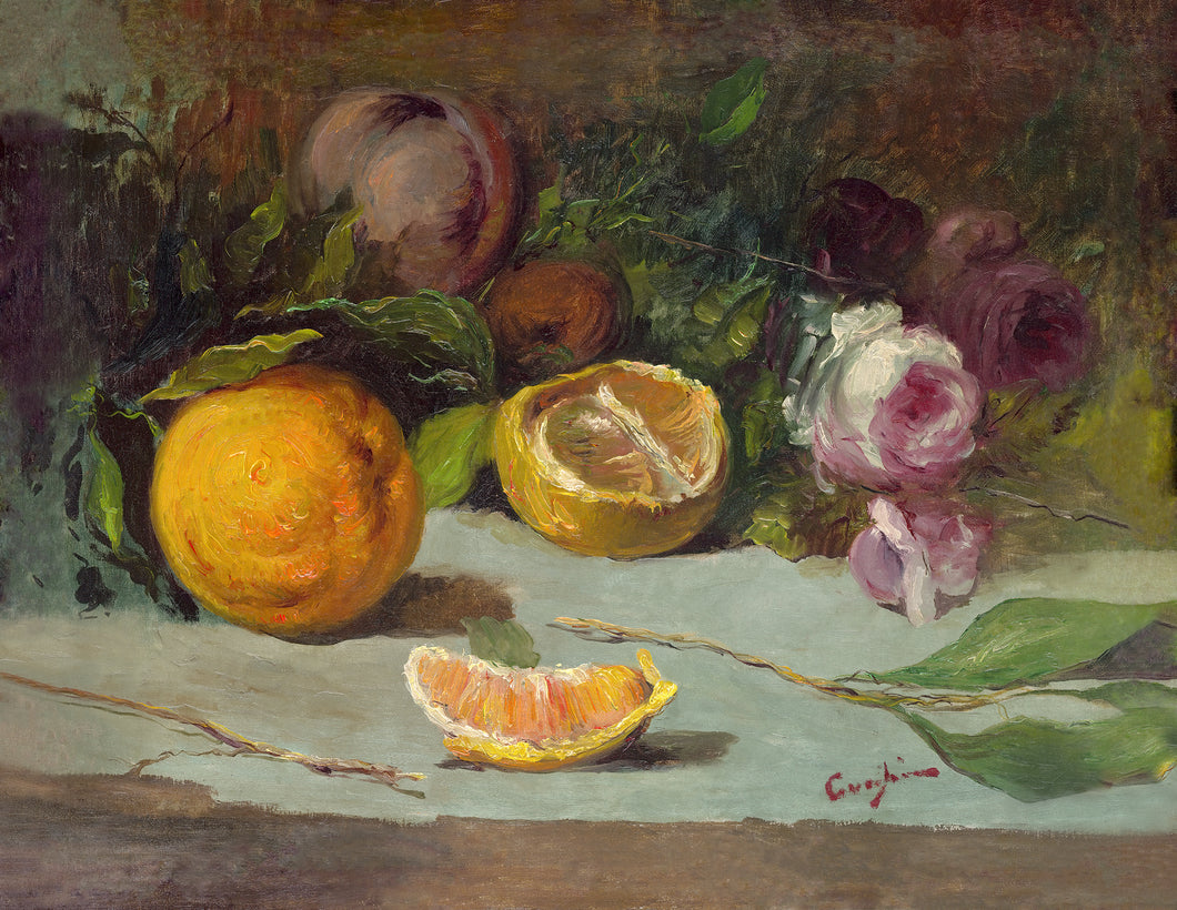 Still Life, Orange & Rose, 19th c.